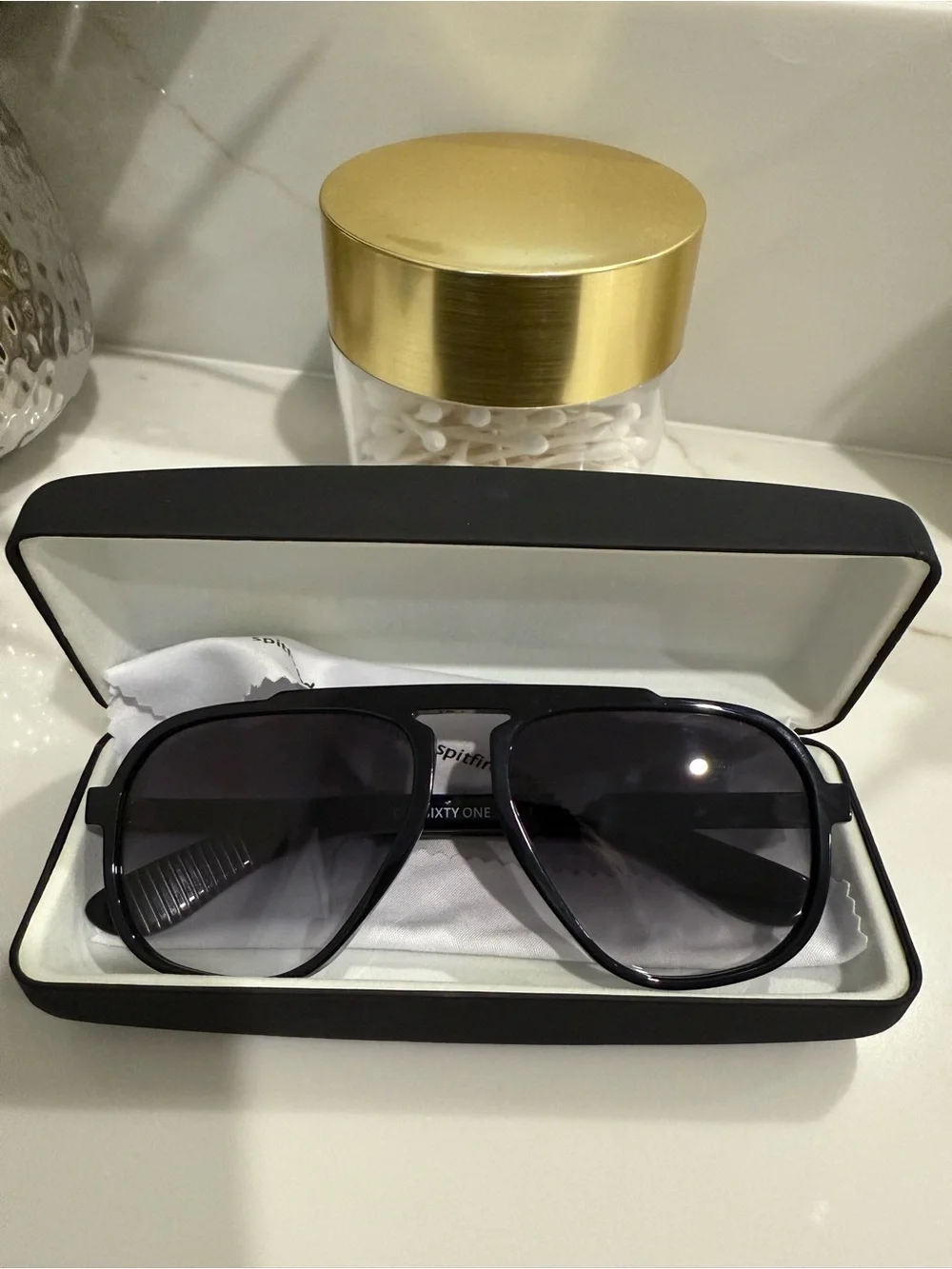 Spitfire Men's Aviator Sunglasses in Black with Smoke Lenses